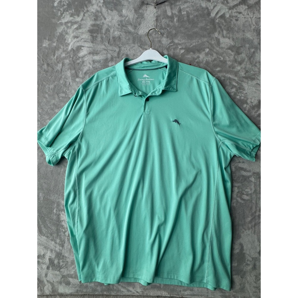 Tommy Bahama Mens XXL Short Sleeve Recycled Polyester Polo Shirt Seafoam Green